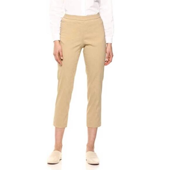 Theory Classic Minimalist Basic Pull On Eco  Organic Crunch Khaki Pants Size 10 - Picture 1 of 10